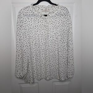 LOFT White and Black Polka Dot Blouse